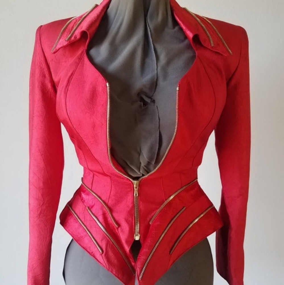 SOLD.1980's IIF Blood Red Structured Jacket